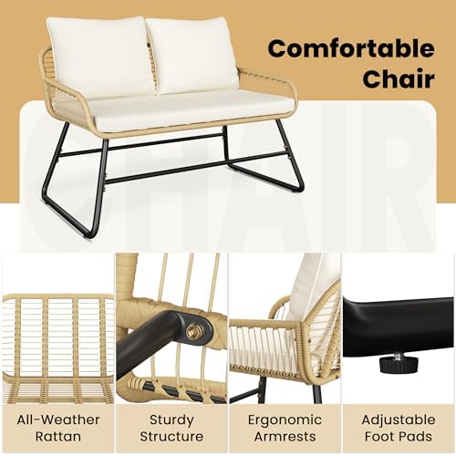 Yaheetech 4 Piece Patio Furniture Set, Wicker Conversation Sets - Image 3