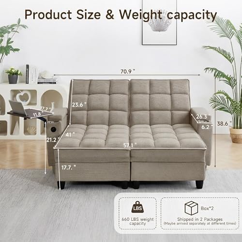 70.9" Chaise Lounge Chair Indoor, Oversized Boucle Upholstered Sofa Bed - Image 3