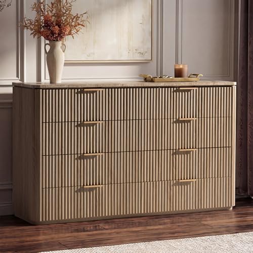 Fluted 8 Drawer Dresser for Bedroom by DelArk
