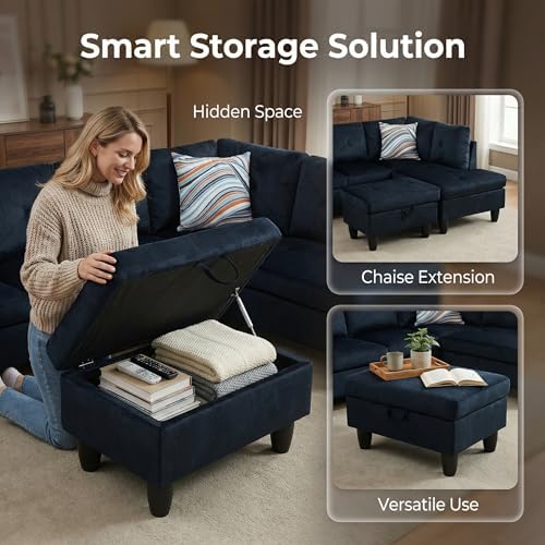 97" L Shaped Couch Set Velvet, Modular Sectional Couches - Image 4