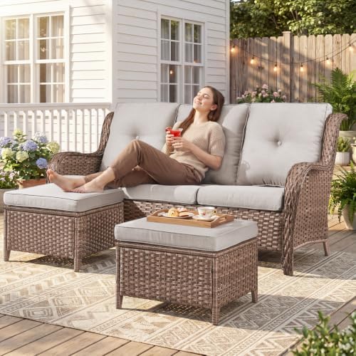 Belord 3-Piece PE Wicker Outdoor Sofa - Image 6