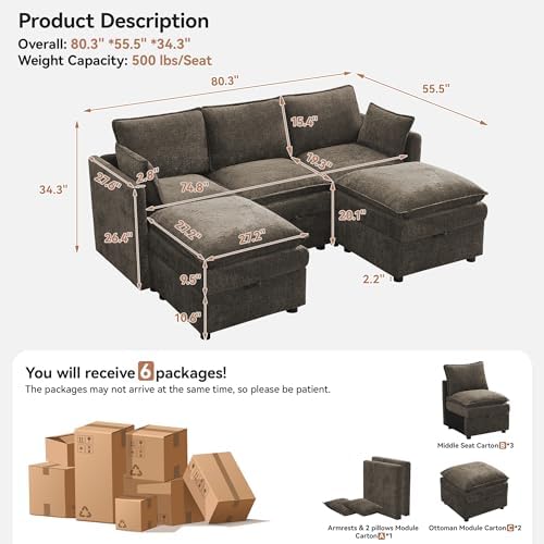 80" Cloud Modular 3 Seater Sofa - Image 2