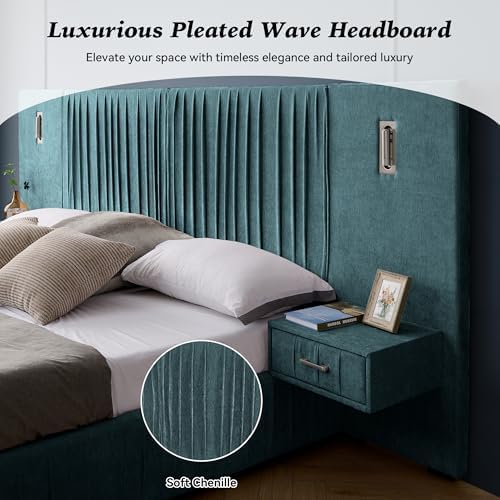 King Size Chenille Platform Bed - Image 3