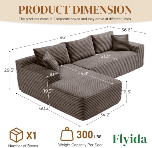 96" Boneless Cloud Sectional Couches - Image 2