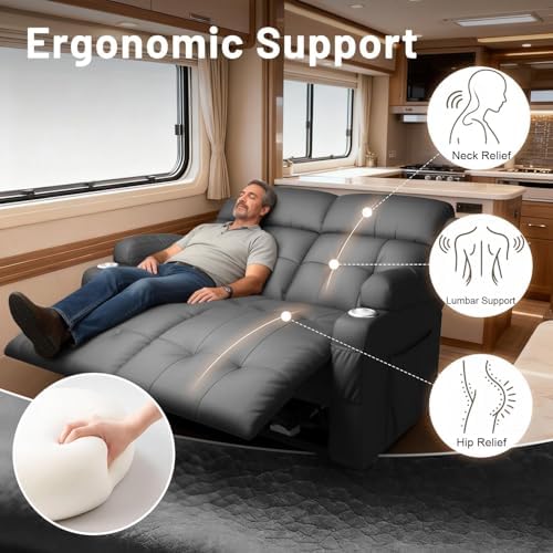 Reclining Loveseat Sofa, RV Loveseats Recliner Sofas Wall Hugger, Double - Image 6