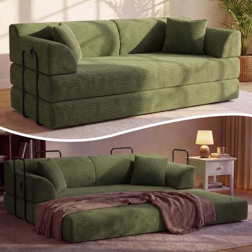 79'' Convertible Futon Sofa Bed, High‑Back Boneless Couches by PQOPQO