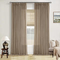 100 Inch Linen Blend Light Brown Memory Shape Pleated Curtains 2 Panels by TWODRAPES