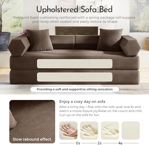 79" Convertible Futon Sofa Bed, Boneless Couch - Image 6