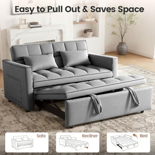 Sleeper Sofa Bed with Adjustable Backrest & Side Pockets - Image 5