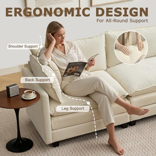 148" Modular Sectional Sofa, U Shaped Cloud Couch - Image 6