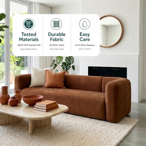 Acanva Mellow Modern Tight Curved Back Velvet Sofa, 3 Seater - Image 3
