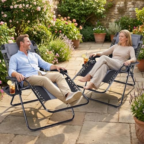 Sweetcrispy Oversized Padded Zero Gravity Lounge Chairs, Outdoor Recliner - Image 2