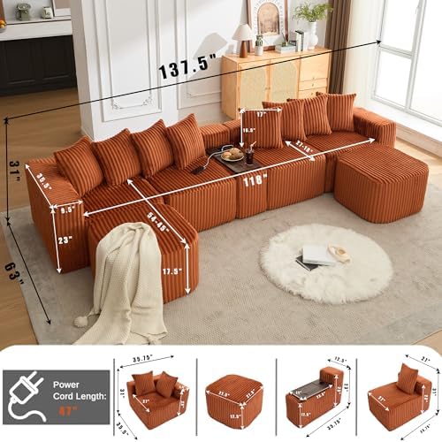 ivoros 137 Inch Modular Sectional Sofa Couch, Oversized Modern Cloud Couch - Image 3