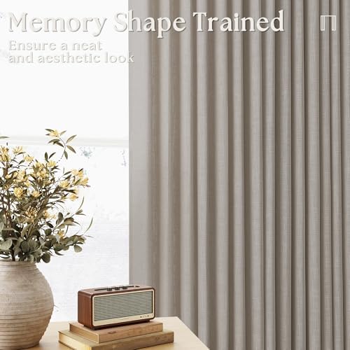 Burlywood Birch Pinch Pleated Linen Curtains 105 Inches Long 2 Panels Set - Image 2