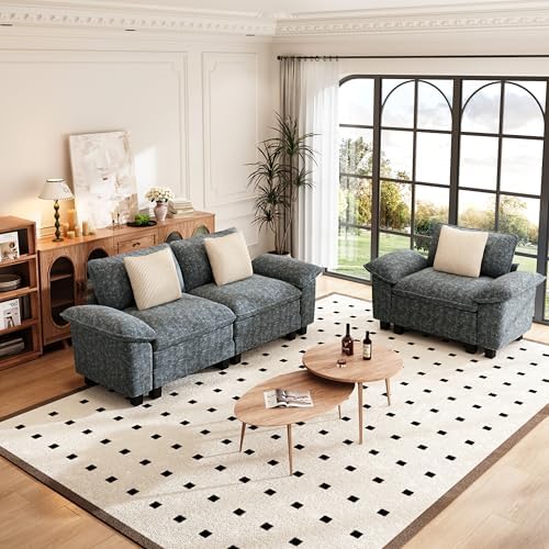 PHI VILLA 2-Piece Modular Loveseat Couch and Chair Set Setional Sofa - Image 2