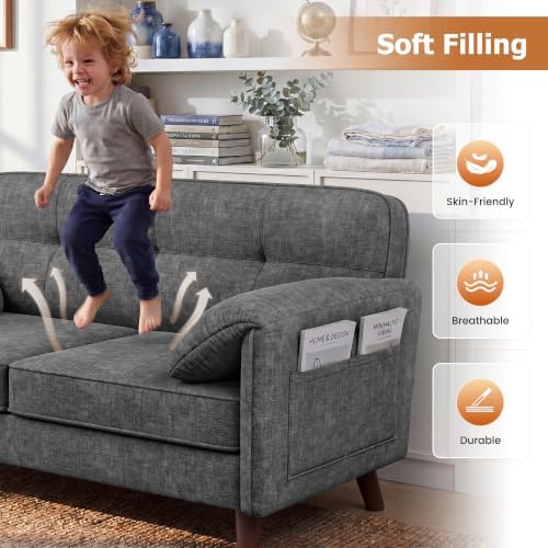 65" Loveseat Sofa, Chenille Loveseat Couch - Image 7