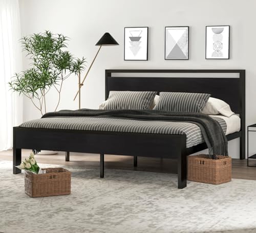 SHA CERLIN 14 Inch King Size Metal Platform Bed Frame by SHACERLIN