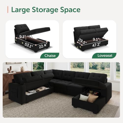 HONBAY 111.4'' Modular Sectional Sleeper Sofa - Image 4