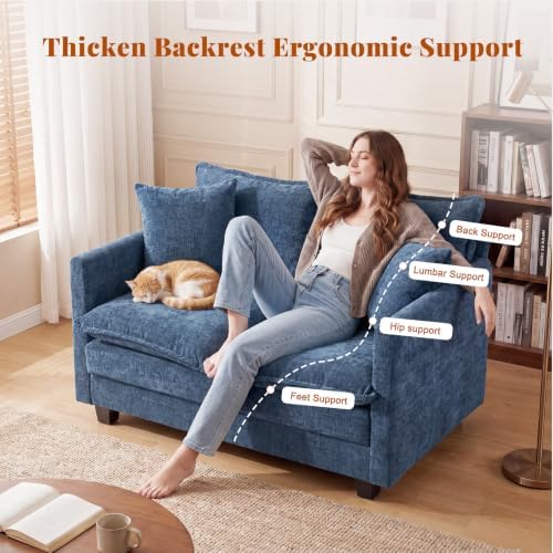 50'' Loveseat Sofa Set, Small Couch Set 2 Piece Cloud Love Seat - Image 3