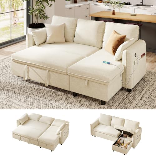 83" L Shaped Sleeper Sofa Bed, Pull Out Sectional Couches by kakuboohi
