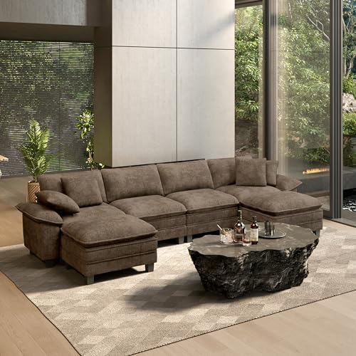 HERA'S HOUSE 158" Oversized Modular Sectional U Shaped Sofa, Chenille Taupe by HERASHOUSE