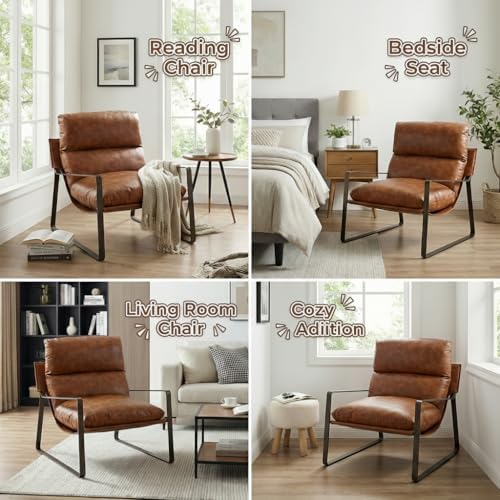 LukeAlon Modern PU Leather Accent Armchair - Image 6