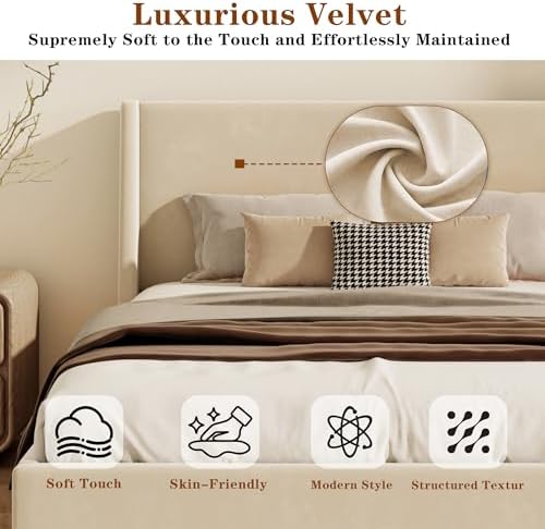 Queen Size Upholstered Platform Bed Frame - Image 5
