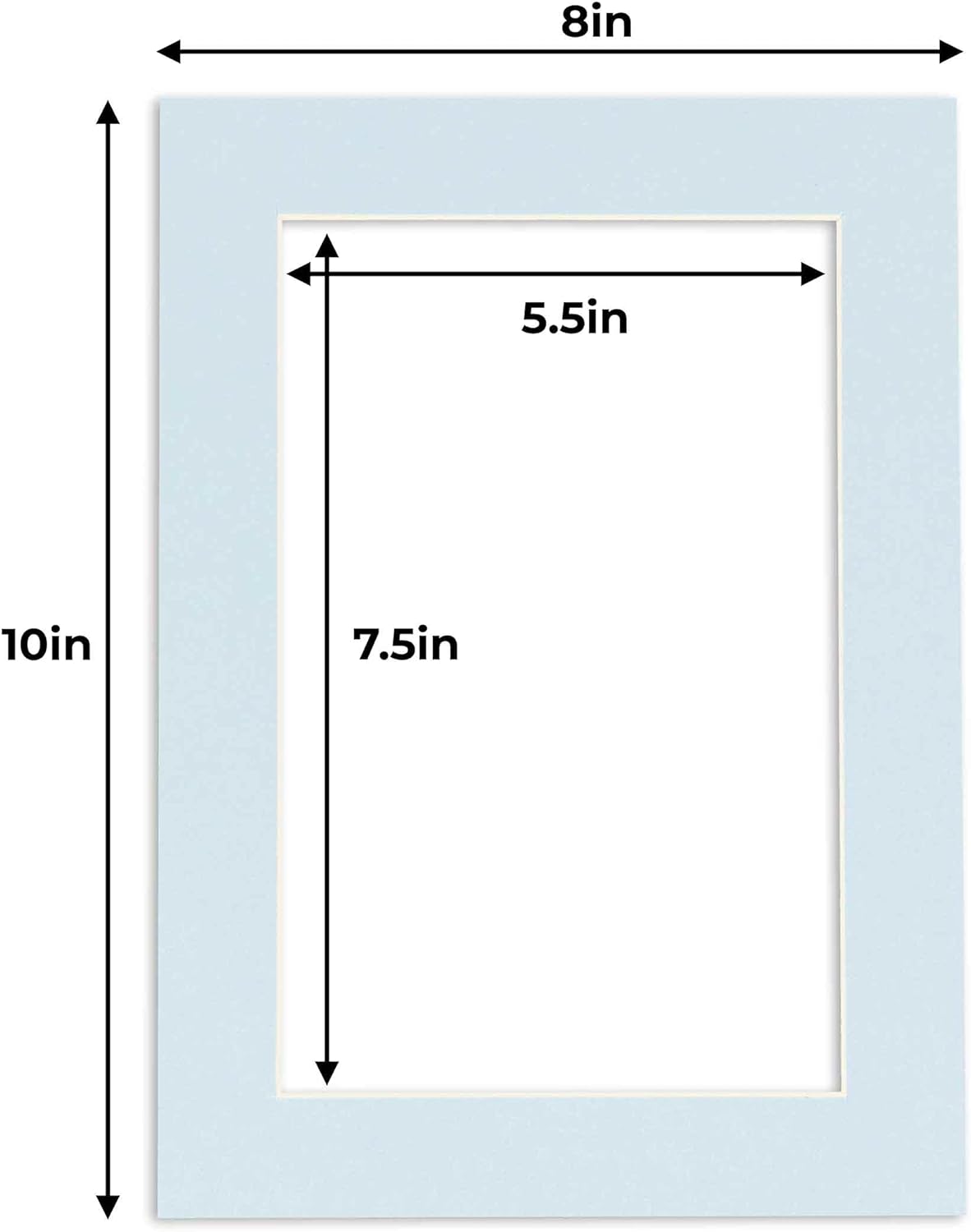 8x10 Mat for 6x8 Photo - Precut Baby Blue Picture Matboard for Frames Measuring 8 x 10 Inches - Bevel Cut Matte to Display Art Measuring 6 x 8 Inches - Acid Free ONE MAT