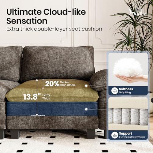 PHI VILLA 2-Piece Modular Loveseat Couch & 3-Seat Sectional Sofa Set - Image 4