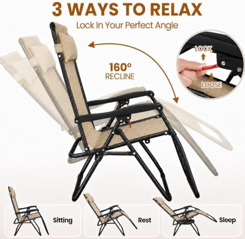 Yaheetech 26" Zero Gravity Recliners Adjustable Set of 2 - Image 4