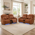 Power Recliner Sofa Set 3 Piece, Leather Reclining Couch by Unknown
