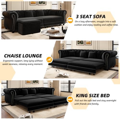 89'' Chesterfield Sleeper Sofa King Size - Image 3