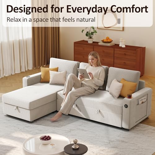Ball & Cast 80" Sectional Sleeper Sofa Bed Pull Out Couches - Image 6