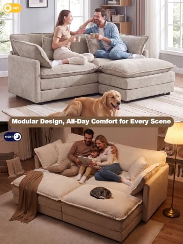 Loveseat Sofa Cloud Sofa Couch, 2 Seat Deep Seat L Shaped Couch - Image 3