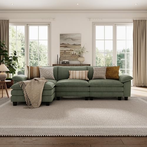 LINSY HOME 123'' Modular Sectional Sofa 3 Seat Couch Corduroy Cloud Couch - Image 6