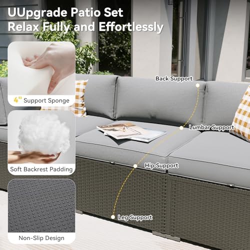 Aoxun Patio Furniture Set with Swivel Rocker Chairs, 10 Piece Outdoor Sectional - Image 4