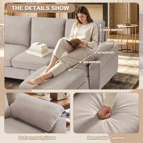 3 Pieces Sofa Set, L Shaped Sectional Couch and Loveseat Set - Image 5