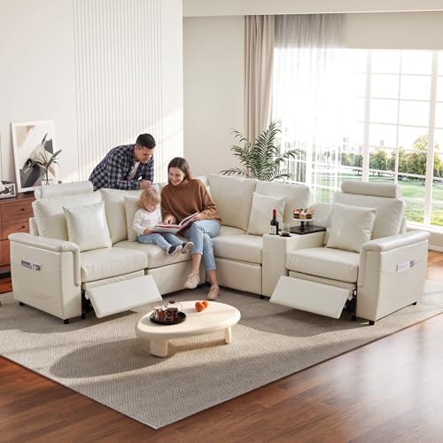 RARZOE Faux Leather Modular Sectional Sofa, L Shaped, 5 Seater - Image 5