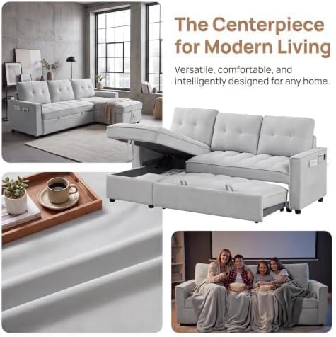 71" L Shaped Queen Pull Out Sofa Bed - Image 6