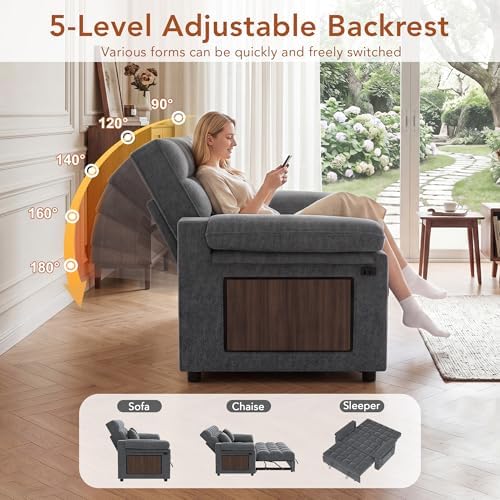 Vipbear Chenille Sleeper Sofa Bed, Guest Room - Image 5