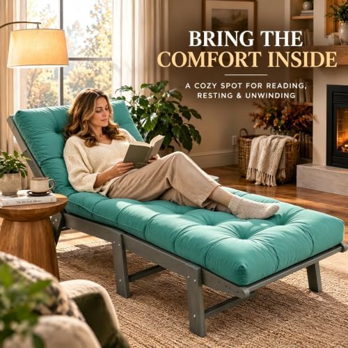 Chaise Lounge Cushion Outdoor, 74.4" x 22" Waterproof Patio Lounge Chair - Image 6