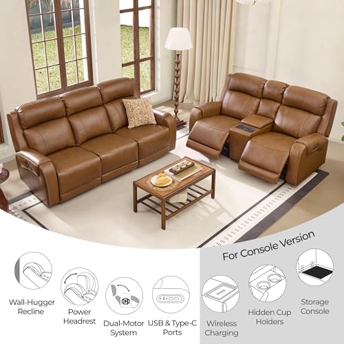 CHITA Genuine Leather Power Recliner Sofa, Loveseat - Image 3