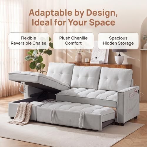 71" L Shaped Queen Pull Out Sofa Bed - Image 4