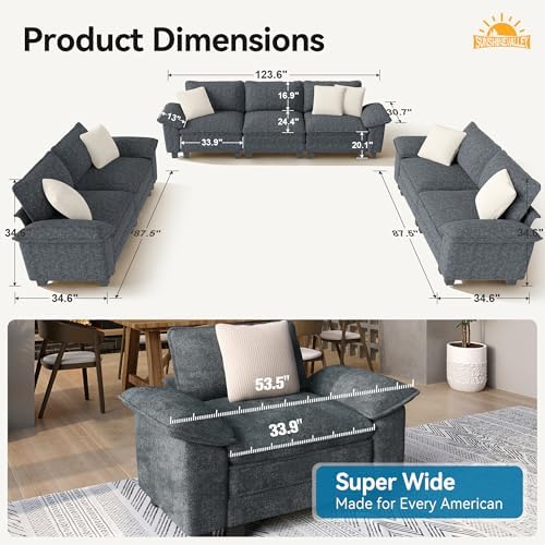 SUNSHINE VALLEY 3-Piece Modular Sectional Cloud Couch and Loveseat Sofa Set - Image 2