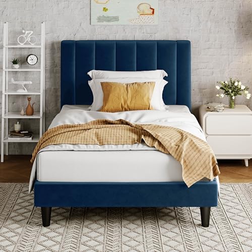 Allewie Twin Bed Frame/Velvet Upholstered Bed Frame by Allewie