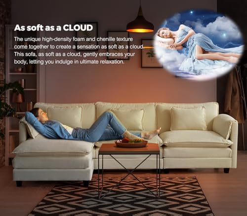 ELUCHANG 113" Oversized Modular Sectional Sofa, L Shaped Comfy Cloud Couch - Image 5