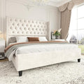 Jocisland King Size Bed Frame Velvet Upholstered Platform Bed by Jocisland
