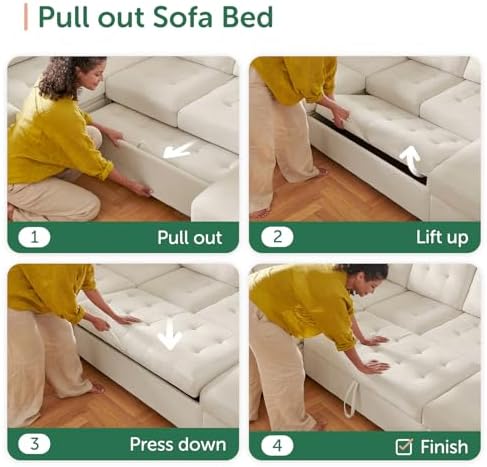 HONBAY 111.4'' Modular Sectional Sleeper Sofa - Image 4