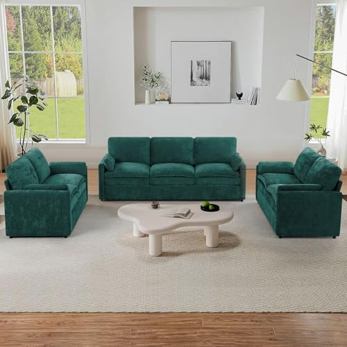 3 Pieces Chenille Sofa Set w/Two Arm Pillows - Image 3