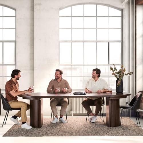 Transformer Table Solid Wood Extendable Round Dining Table Set, Dark Brown - Image 3